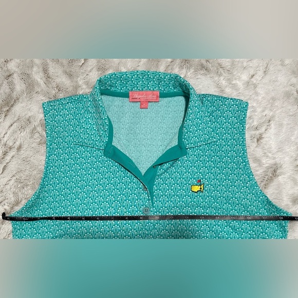 Magnolia Lane Collection Green Teal Sleeveless Masters Golf Polo Shirt - Picture 2 of 11